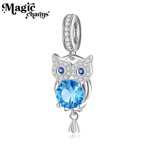Eule Charm Anhänger 925 Sterlingsilber Mit Blauem Zirkonia Für Armband Halskette Schmuckherstellung DIY