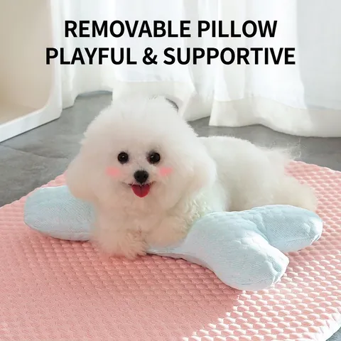 Pet Cooling Mat Summer Sleeping Pad Breathable Washable Ice Satin Fabric With Pillow For Small Medium Dogs Cats