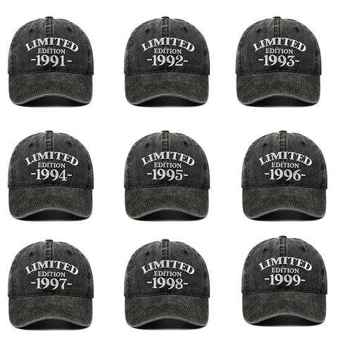Vintage Washed Cotton Baseball Cap Retro Bestickt Limited Edition Geburtsjahr Verstellbar Für Herren Damen