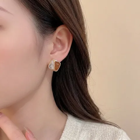 Orecchini A Lobo Perla Artificial Fiore Rotondo Vintage Smalto Design Geometrico Gioielli Eleganti Donna Con Perno In Argento