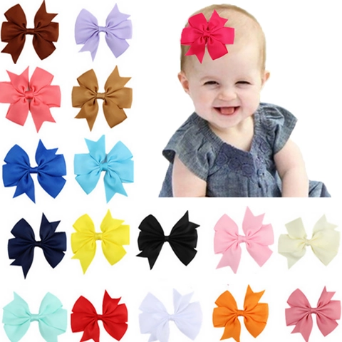 Grosgrain Ribbon Bow Hair Clips For Baby Girls Infants Newborns Solid Color Swallowtail V Shape Hairpins Accessories