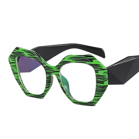 Fashion Polygon Blue Light Blocking Glasses Geometric PC Optical Eyeglass Frames For Women Trendy Oversized Style