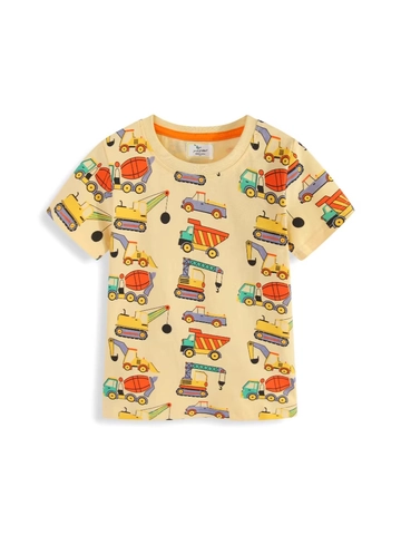 Jongens Katoenen T-Shirt Patroon Van Bouwvoertuigen Cartoon Korte Mouw Ademend Zomer Top Kinderen Peuter