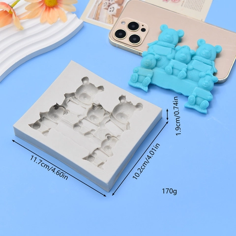 Moule En Silicone Ours 3D Famille D'Ours Dessins Animés Outils De Cuisson Pour Fondant Chocolat Décoration De Gâteaux Savon
