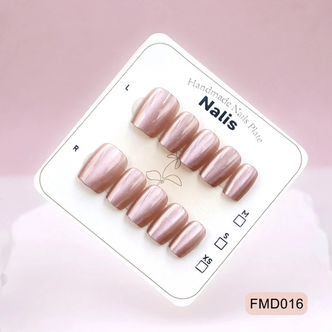 Handmade Press On Nails Pink Nude Cat Eye Short Square Reusable Glossy Full Cover Artificial Fake Nails For Women