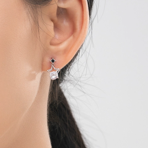 Orecchini A Lobo A Stella Vuota Con Perno In Argento Sterling 925 E Zircone Gioielli Minimalisti Per Donne