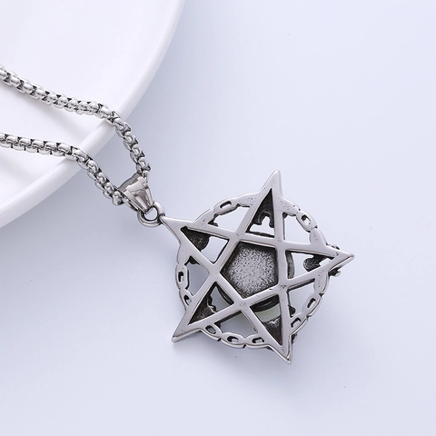 Collana Con Ciondolo Pentagramma Acciaio Inossidabile Gotico Teschio Occhio Del Diablo Gioielli Punk Vintage Per Uomo Donna