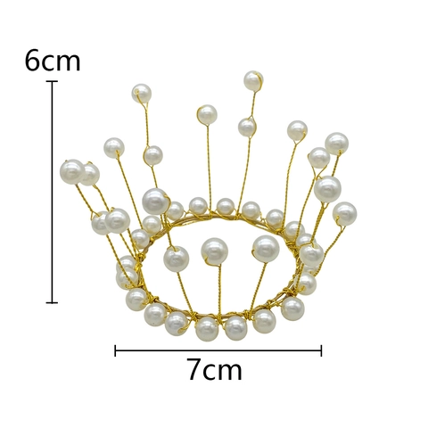 Mini Pearl Crown Cake Topper Metal Rhinestone Tiara For Flower Decoration Birthday Party Wedding Baking Ornament Flower Arrangement Insert
