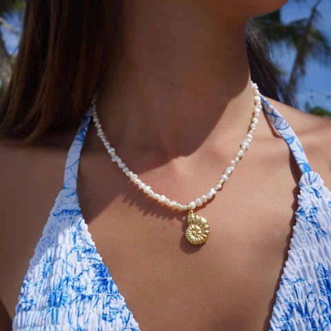 Collier Pendentif En Acier Titane Style Marin Conque