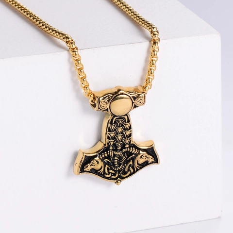 Collar Con Colgante De Martillo De Thor Mjolnir Acero Inoxidable 304 Vikingo Nórdico Nudo Celta Retro Punk Joyería Hombre