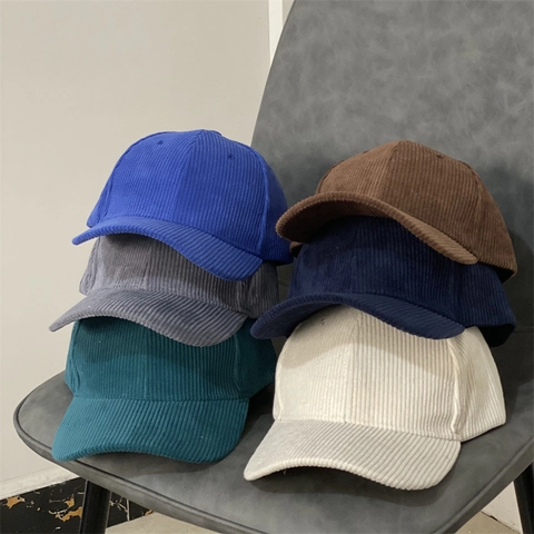Retro Corduroy Baseball Cap Solid Color Cotton Adjustable Sun Hat Outdoor Casual Sport Headwear For Men Women