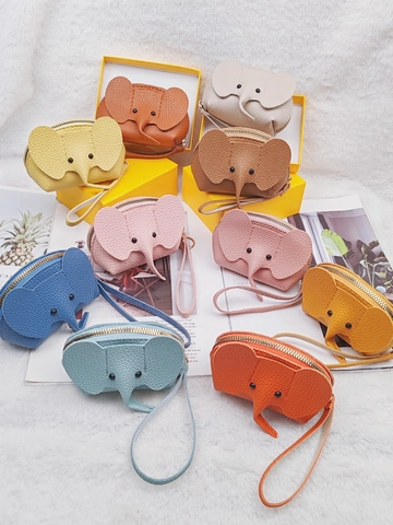 Elephant Shape Coin Purse PU Leather Litchi Grain Mini Zipper Wallet Bag Pendant Lipstick Storage Novelty Gift Women
