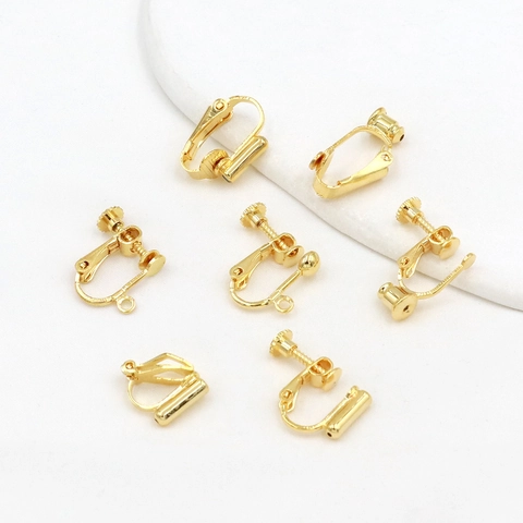 18K Gold Plated Earring Converters Spiral Adjustable Ear Clip Components For DIY Jewelry Making Non Pierced Ears