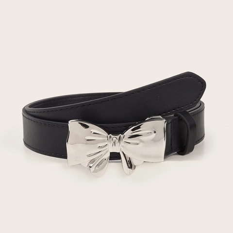 Cintura Da Donna In Pelle PU Con Fibbia A Fiocco In Lega A Specchio Retro Moda Versatile Per Jeans E Vestiti Accessorio