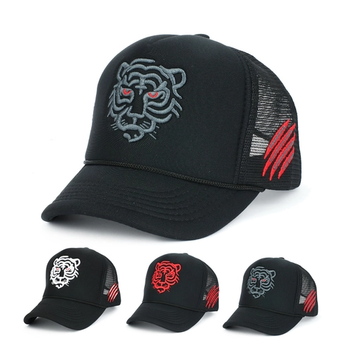 Tiger Embroidery Trucker Hat Mesh Breathable Baseball Cap Adjustable Snapback Hip Hop Streetwear For Men Women
