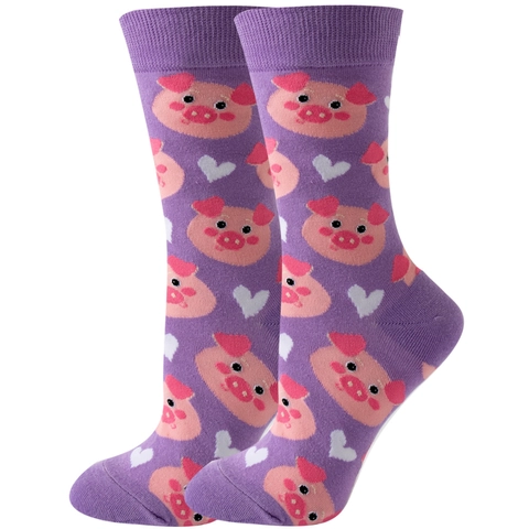 Women's Cartoon Animal Fruit Food Cotton Crew Socks Cute Patterned Mid-Calf Socks Breathable Comfortable Daily Fashion Socks