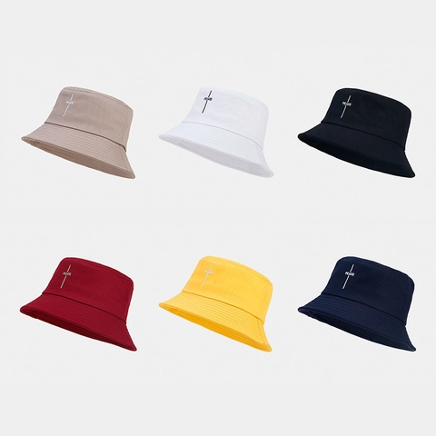 Cotton Bucket Hat Peace Embroidery Sun Protection Outdoor Hip Hop Streetwear Vintage Summer Sun Hat
