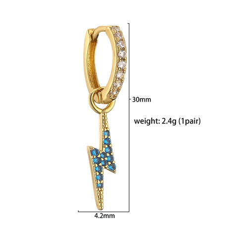 Pendientes De Aro De Cobre Con Colgantes De Circón Animales De Diamantes De Imitación Coloridos Luna Rayo Cruz Para Mujeres