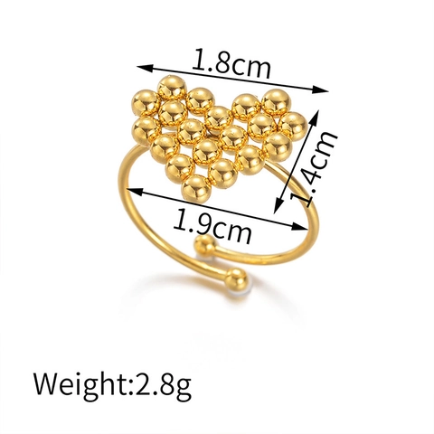 Minimalistischer Edelstahl Perlen Herz Offener Ring Vergoldet Verstellbar Kleine Perlen Herzförmiger Fingerring Für Damen Mode Schmuck