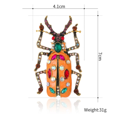 Spilla Scarabeo Vintage in Lega di Zinco Smalto Con Strass Squisito Accessorio Moda Animale per Donna Uomo Gioielli