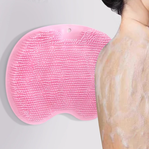 Siliconen Badborstel Rugschrobber Muur Gemonteerde Voetmassage Mat Met Zuignappen Antislip Badkamer Douchegereedschap