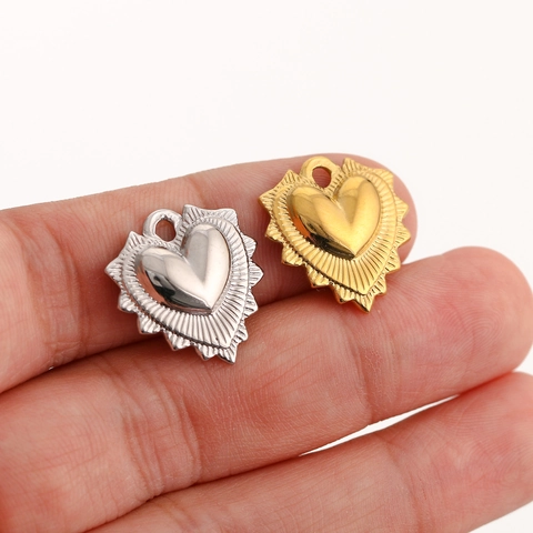 Pendentif Coeur Acier Inoxydable 304 Rayons De Soleil Halo Sacré-Cœur Pour Création De Bijoux DIY Collier Et Bracelet