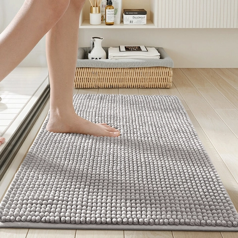 Chenille Bathroom Mat Super Absorbent Non-Slip Bath Rug Microfiber Washable Quick Dry Soft Shaggy For Shower Toilet