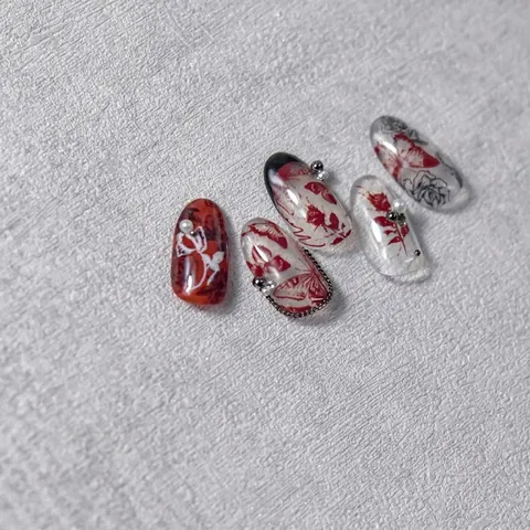 Butterfly Moon Nail Art Stickers Ultra Thin Adhesive Retro Gothic Dark Style For DIY Manicure Decoration