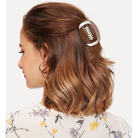 Pince À Cheveux Football Américain Acrylique Style Sportif Clip Requin Marron Accessoire Cheveux Pour Femme