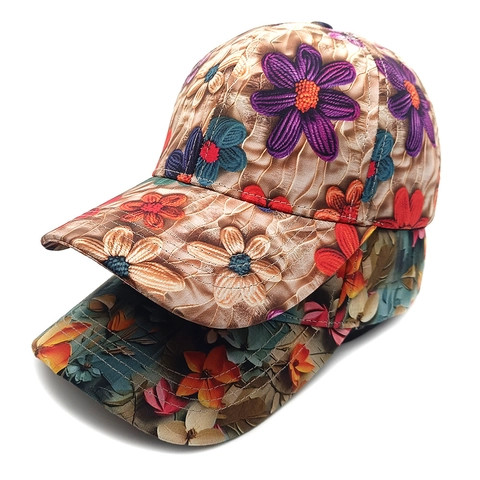 Baseballkappe Mit Blumendruck Polyester Verstellbar Sonnenschutz Outdoor Freizeit Ölmalerei Stil Unisex Hut