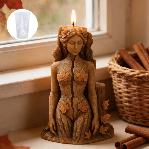 Forest Goddess Maple Leaf Silicone Mold 3D Tree Spirit Goddess Candle Mold For DIY Soap Resin Gypsum Craft Making