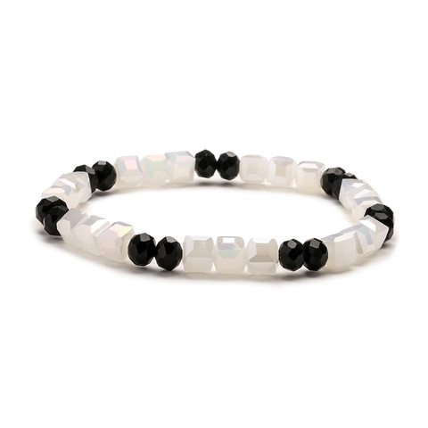 Gefacetteerde Glazen Kristallen Kralen Armband Met Strass Legering Afstandhouders Elastische Glinsterende Mode Sieraden Voor Dames Heren