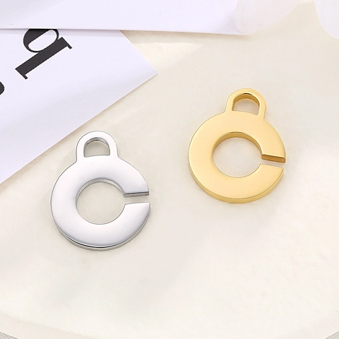 Colgante Redondo Abierto De Acero Inoxidable Charm En Forma De C Calado Accesorio Para Hacer Joyas DIY Pulido Estilo Minimalista