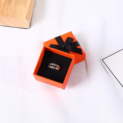 Elegant Orange Jewelry Gift Box And Packaging Bag With Black Ribbon Bow Cardboard Paper For Rings Earrings Necklaces