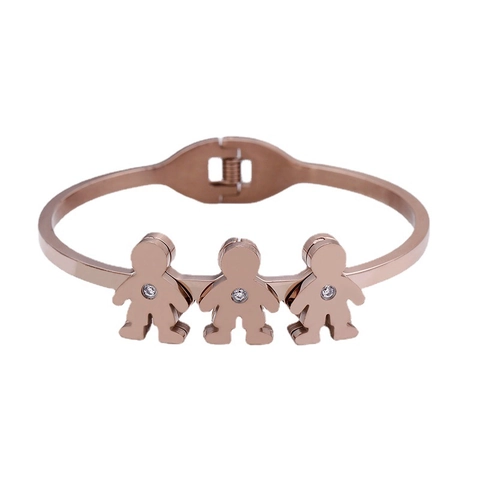 Brazalete De Acero Inoxidable Con Circones Diseño De Tres Pequeñas Figuras Joyería Elegante Para Mujeres