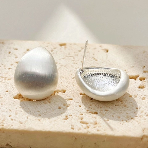 Minimalist Teardrop Stud Earrings With 925 Sterling Silver Earring Post Brushed Copper Matte Vintage Style