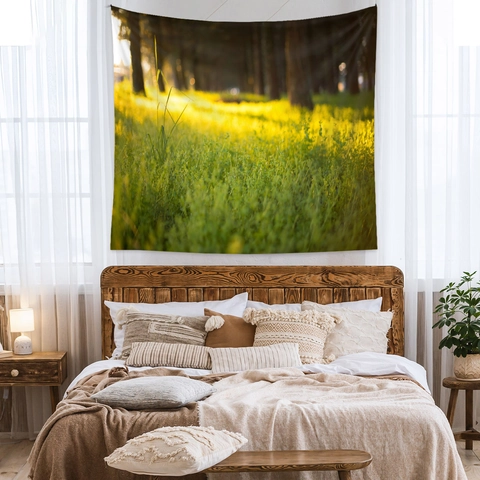 Arazzo Da Parete Paesaggio Forestale Natura Alba Scenario Tessuto In Poliestere Per Camera Da Letto Soggiorno Stile Ins