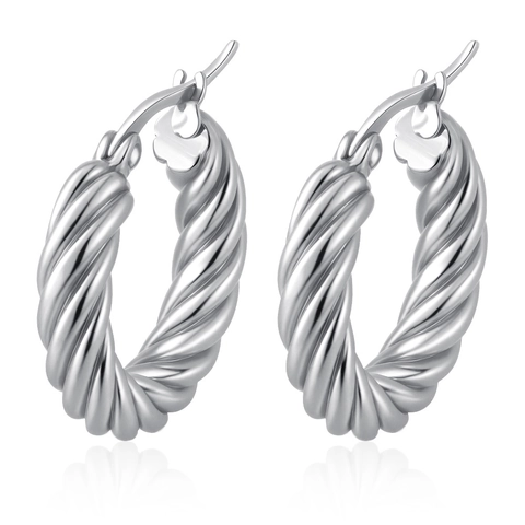 Pendientes De Aro Para Mujer Acero Inoxidable Chapado En Oro Geométrico Retorcido Forma C Redondo Joyería De Moda
