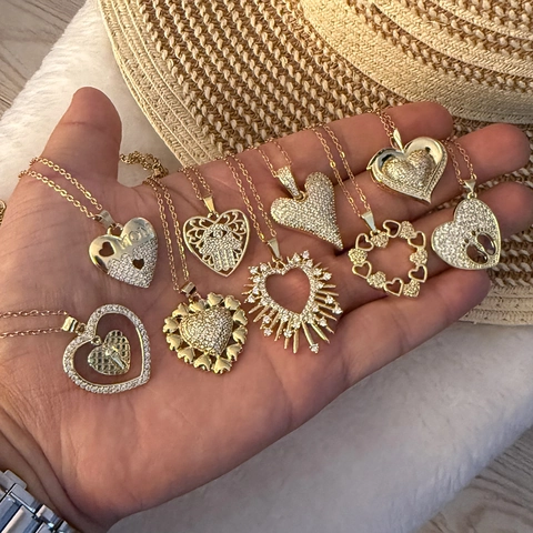 Collana Con Ciondolo A Cuore Rame Acciaio Inossidabile Zirconia Gioielli Di Moda Per Donne Regalo Mamma Accessorio