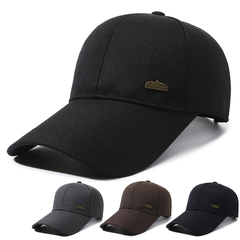 Herren Baseballkappe Mit VerläNgertem Rand Outdoor Sonnenschutz Polyester Mit Metallabzeichen Verstellbar Sportstil