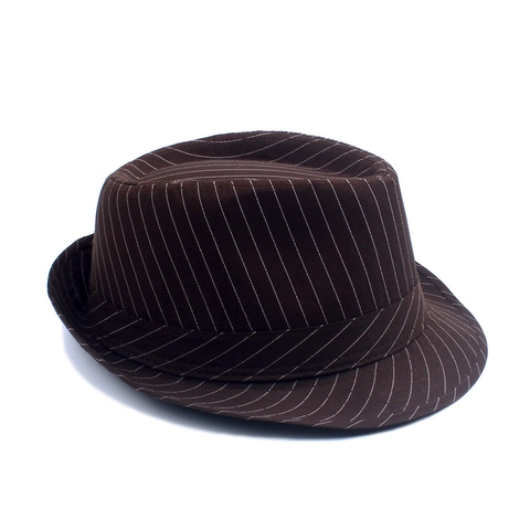 British Style Fedora Hat Pinstripe Sun Protection Outdoor Beach Jazz Cap Vintage Retro Polyester Cotton Blend