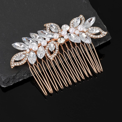 Pettine Per Capelli Da Sposa E Fermaglio Per Capelli Lega Strass Perla Artificial Sintetica Cristallo Design Floreale Foglia Matrimonio
