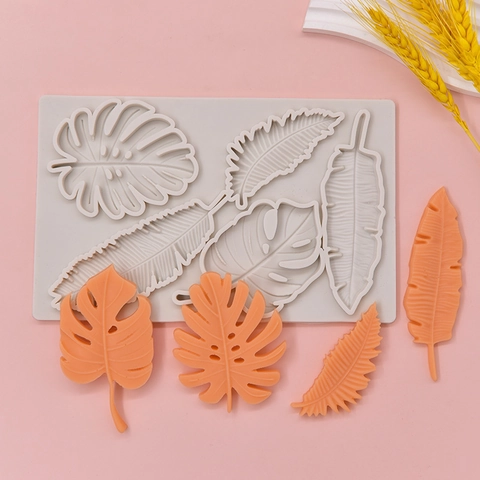 Silicone Mold Tropical Leaf Monstera Palm Maple Shape For Fondant Cake Decoration Baking DIY Craft Resin Chocolate