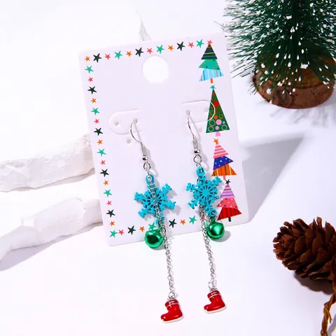 Kerst Oorbellen Voor Vrouwen Acryl Strass Kerstman Sneeuwvlok Creatieve Gloeilamp Kabouter Geschenkdoos Oorbellen Sieraden