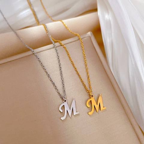 Collana Con Pendente Lettera M In Acciaio Al Titanio Placcato Oro Design Minimalista Gioielli Di Moda Per Donna