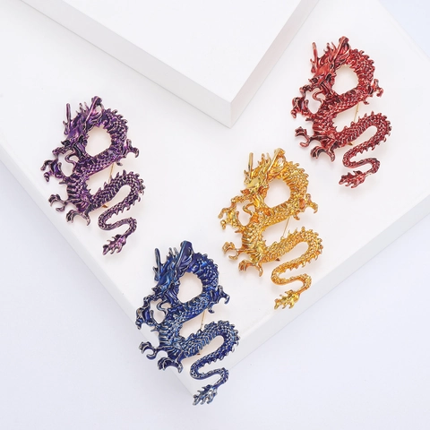 Chinese Draak Broche Pin Legering Emaille Dier Zodiac Vintage Badge Voor Mannen Vrouwen Kleding Decoratie
