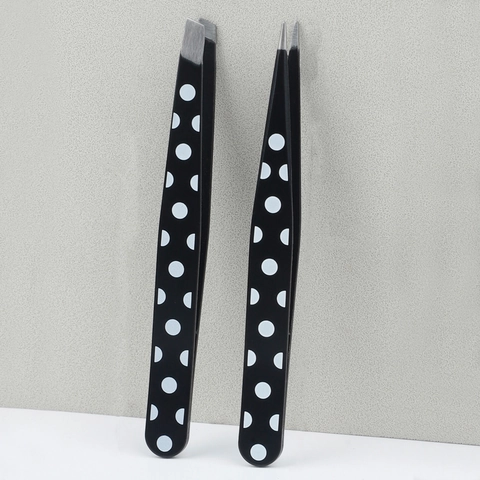 Pince À Épiler Professionnelle En Acier Inoxydable Pour Sourcils Avec Pointe Biseautée Et Pointue Épilation Précise Motifs À Pois