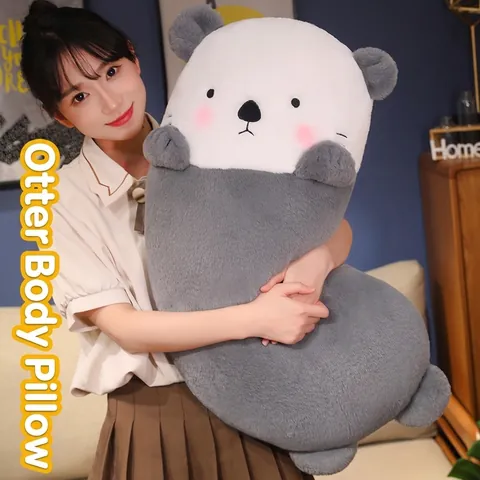 Cute Sea Otter Plush Pillow Soft Stuffed Animal Doll Cartoon Long Hugging Pillow Bed Cushion Home Decor