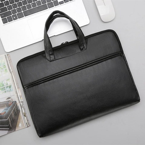Maletín Para Ordenador Portátil De Cuero PU Impermeable Gran Capacidad Bolso De Mano Para Oficina Viaje Para Hombres