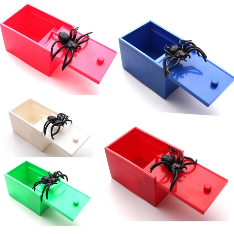 Plastic Spider Prank Scare Box Funny Gag Gift For Halloween Party Tricky Toy Realistic Insect Sliding Lid Mechanism